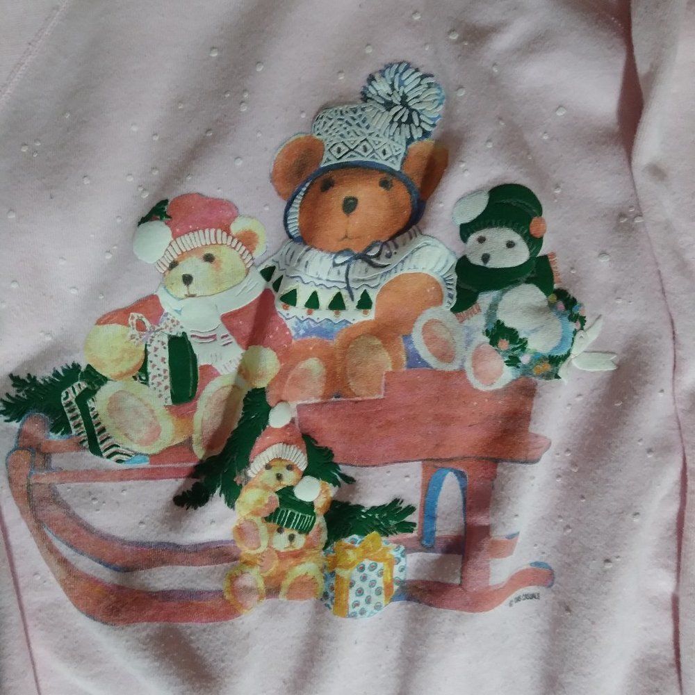 Vintage Winter Teddy Bears Collared Sweatshirt